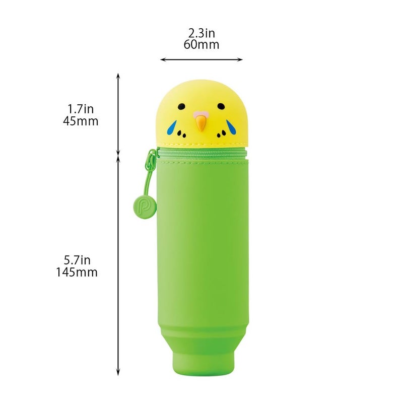 LIHIT LAB Kawaii Japanese Bird Stand Up Pencil Case For School Office College, Cute School Supplies, Animal Pen Holder Pencil Pouch Holder Teen Girls, Artist Pencil Case, Parrot (A7712-9) - Image 3